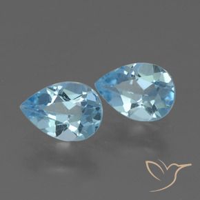 1.60 ctw Blue Topaz Stones, Natural Topaz in Pear Facet Shape for Sale