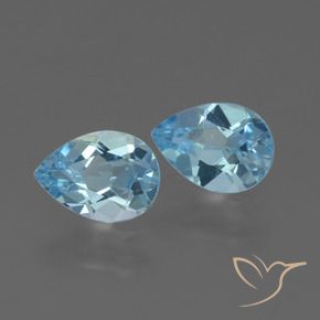 1.65 ctw Blue Topaz Stones, Natural Topaz in Pear Facet Shape for Sale