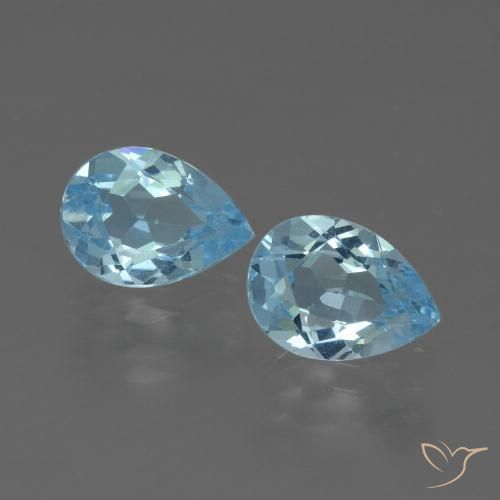 1.72 ct Sky Blue Topaz, 7.1 x 5.2 mm Pear Cut From Brazil, Photo A