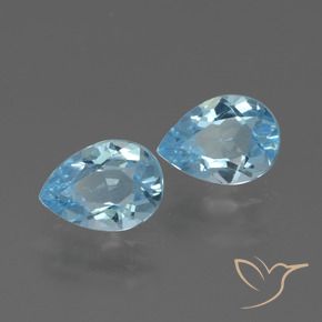1.65 ctw Blue Topaz Stones, Natural Topaz in Pear Facet Shape for Sale