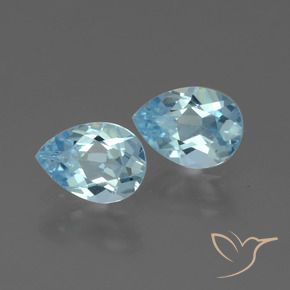 1.53 ctw Blue Topaz Stones, Natural Topaz in Pear Facet Shape for Sale