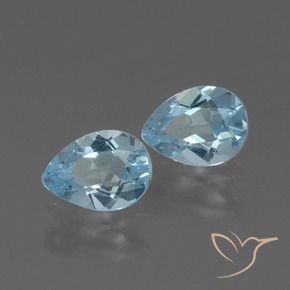 1.66 ctw Blue Topaz Stones, Natural Topaz in Pear Facet Shape for Sale