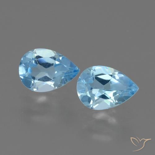 1.72 ct Loose Sky Blue Topaz, 7.1 x 5.2 mm Pear Cut From Brazil, Photo A