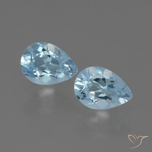1.63 ct Loose Sky Blue Topaz, 6.9 x 5.1 mm Pear Cut From Brazil, Photo A
