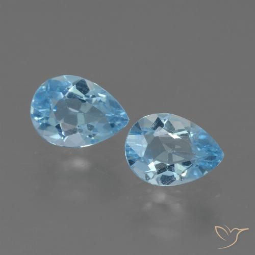 1.76 ct Loose Swiss Blue Topaz, 7 x 5.1 mm Pear Cut From Brazil, Photo A