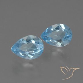 1.76 ctw Blue Topaz Stones, Natural Topaz in Pear Facet Shape for Sale