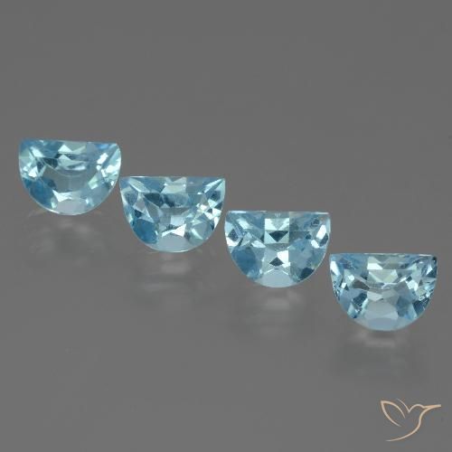 Lote de Topacio Azul Elegante de 4 piezas de Brasil - Peso 4,01 ct en total / promedio. 1 ct cada uno, Tamaño 7,1x5,1 mm, Color: Azul Cielo, Dureza Mohs 8 Adecuado para joyas de uso diario, Simboliza la buena salud, Photo A