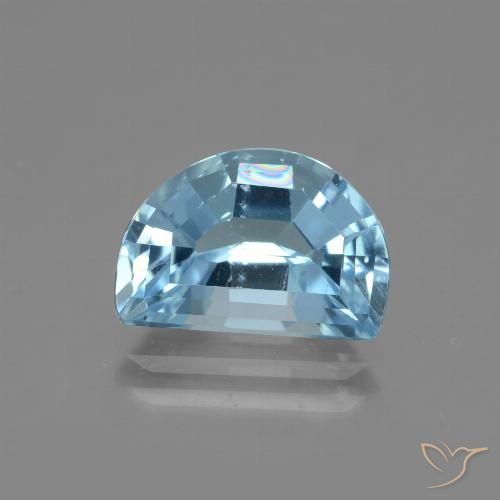 4.54 ct Sky Blue Topaz, 11.8 x 8 mm Half Moon Cut From Brazil, Photo A