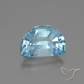 4.54 ct Blue Topaz Stone, Natural Topaz in Half Moon Faceted Shape for Sale