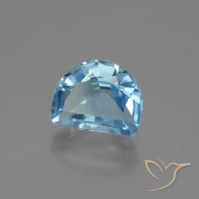 2.80 ct Blue Topaz Stone, Natural Topaz in Half Moon Faceted Shape for Sale