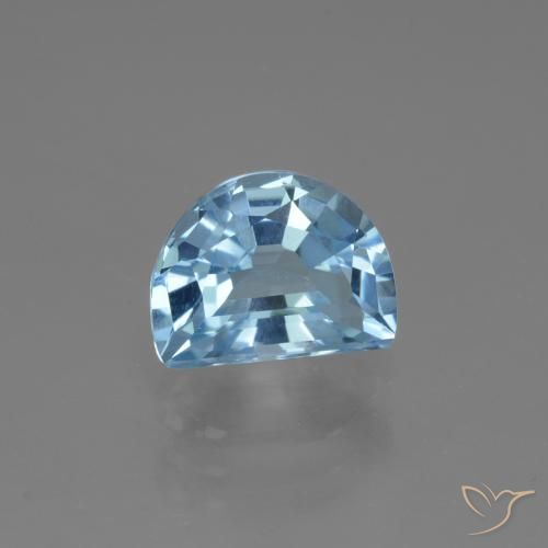 2.70 ct Blue Topaz Stone, Natural Topaz in Half Moon Faceted Shape for Sale