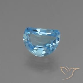 2.24 ct Blue Topaz Stone, Natural Topaz in Half Moon Faceted Shape for Sale