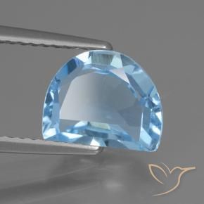 2.46 ct Blue Topaz Stone, Natural Topaz in Half Moon Faceted Shape for Sale