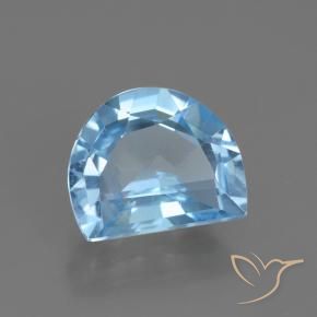 2.27 ct Blue Topaz Stone, Natural Topaz in Half Moon Faceted Shape for Sale