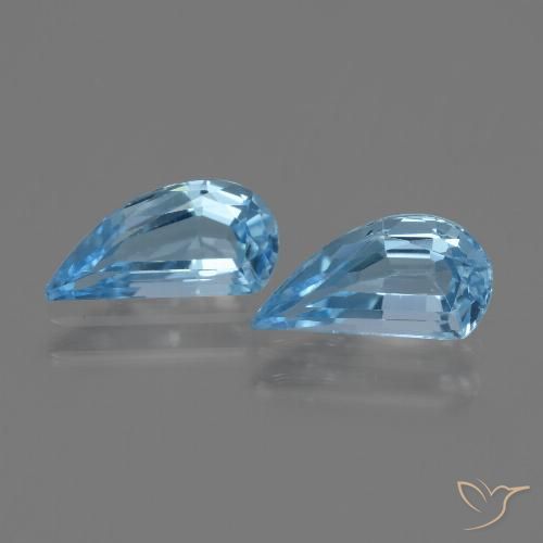 2.7 ct Loose Swiss Blue Topaz, 9.8 x 4.9 mm Odd Shaped From Brazil, Photo A