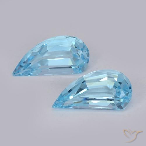 Par de Topacio Elegante a juego de 10x4,9 mm - Peso 2,69 ct en total / promedio. 1,35 ct cada uno, piedra preciosa natural , color Azul Suizo con claridad vvs, dureza Mohs 8 Adecuado para joyas de uso diario, Simboliza la buena salud, Photo A