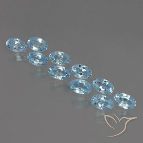 3.55 ctw Blue Topaz Stones, Natural Topaz in Oval Facet Shape for Sale