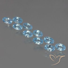 3.64 ctw Blue Topaz Stones, Natural Topaz in Oval Facet Shape for Sale