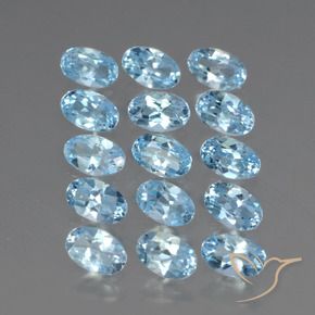 3.89 ctw Blue Topaz Stones, Natural Topaz in Oval Facet Shape for Sale