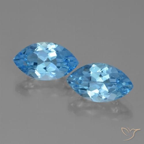 8.76 ct Swiss Blue Topaz, 14.1 x 8.3 mm Marquise Cut From Brazil, Photo A