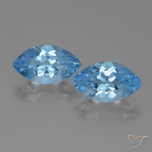 8.11 ct Swiss Blue Topaz, 14 x 8 mm Marquise Cut From Brazil, Photo A