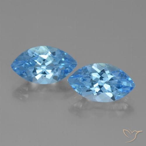 7.76 ct Swiss Blue Topaz, 13.9 x 8 mm Marquise Cut From Brazil, Photo A