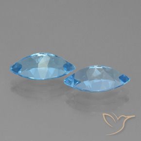 Topaz Gemstones in 13.9 x 8 mm Size for Sale, Topaz Stones in Swiss Blue Color
