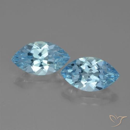 8.03 ct Loose Sky Blue Topaz, 14.1 x 8.1 mm Marquise Cut From Brazil, Photo A