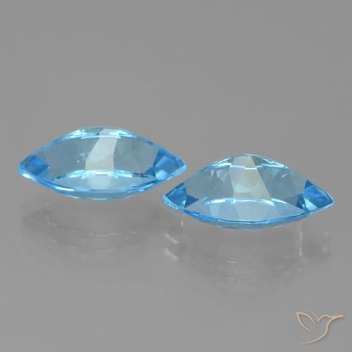 Topaz Gemstones in 14.1 x 8.1 mm Size for Sale, Topaz Stones in Swiss Blue Color
