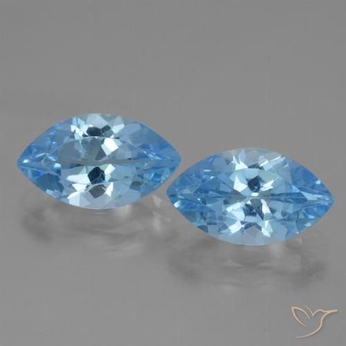 8.1 ct Swiss Blue Topaz, 14 x 8.1 mm Marquise Cut From Brazil, Photo A