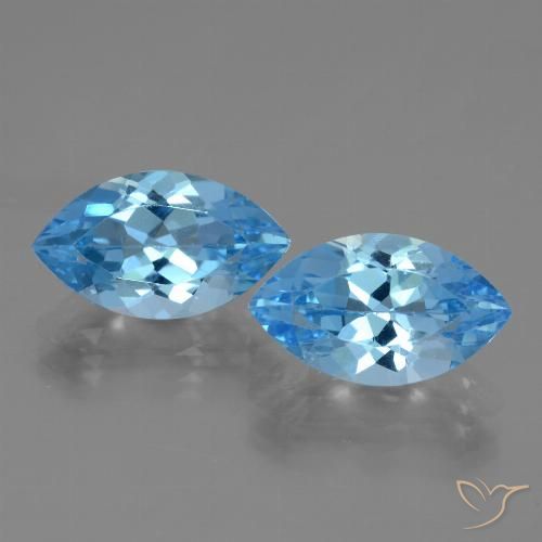 8.49 ct Swiss Blue Topaz, 14 x 8.1 mm Marquise Cut From Brazil, Photo A