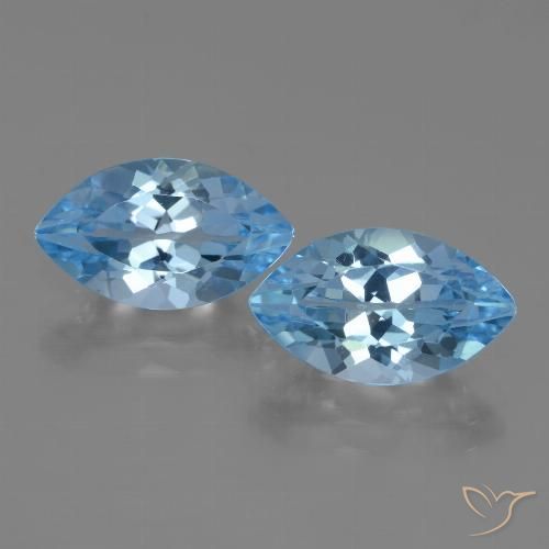 8.41 ct Loose Swiss Blue Topaz, 13.8 x 8.1 mm Marquise Cut From Brazil, Photo A