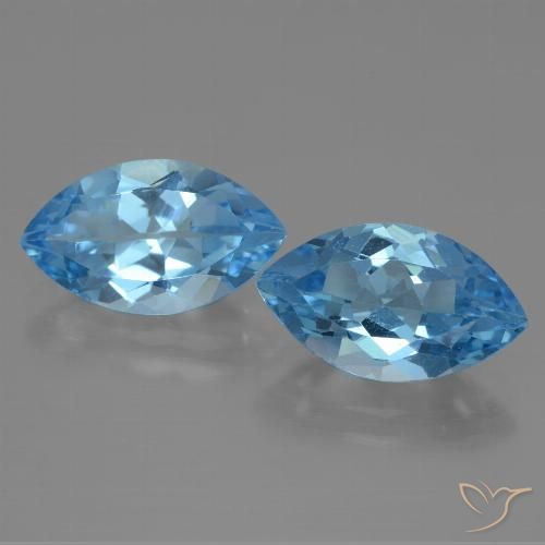 8.4 ct Swiss Blue Topaz, 14.1 x 8.2 mm Marquise Cut From Brazil, Photo A