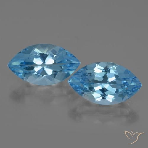 8.42 ct Swiss Blue Topaz, 14.1 x 8.1 mm Marquise Cut From Brazil, Photo A