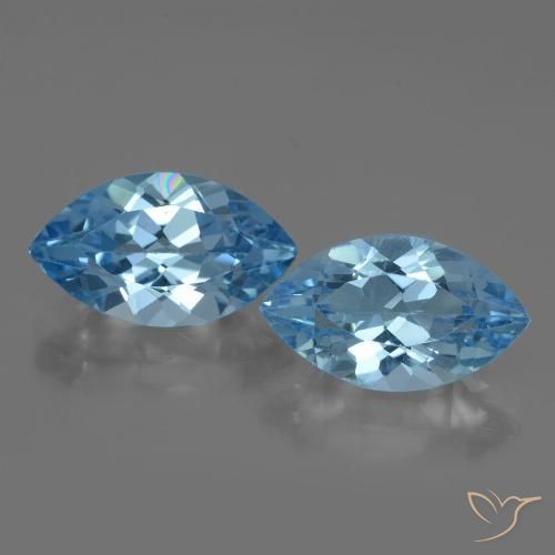 2 pezzi topazio taglio marquise abbinati di dimensioni 13,9 x 8mm, peso 8,12 ct totali / media. 4,06 ct ciascuno, Blu svizzero in purezza VVS-VS, pietra preziosa naturale , durezza Mohs 8 adatto per gioielli da indossare ogni giorno, Venerdì Gemma Friday, Photo A