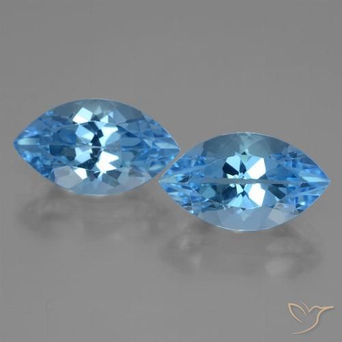 8.84 ct Swiss Blue Topaz, 14 x 8.1 mm Marquise Cut From Brazil, Photo A