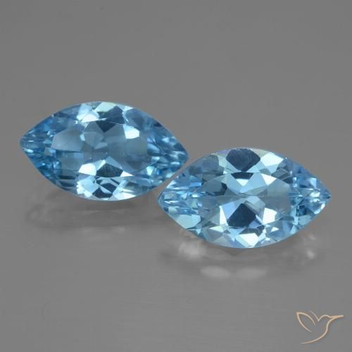 7.23 ct Loose Swiss Blue Topaz, 14 x 8.1 mm Marquise Cut From Brazil, Photo A