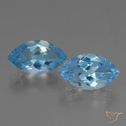8.49 ct Swiss Blue Topaz, 14 x 8 mm Marquise Cut From Brazil, Photo A