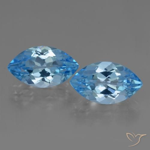 8.23 ct Loose Swiss Blue Topaz, 13.9 x 8.1 mm Marquise Cut From Brazil, Photo A