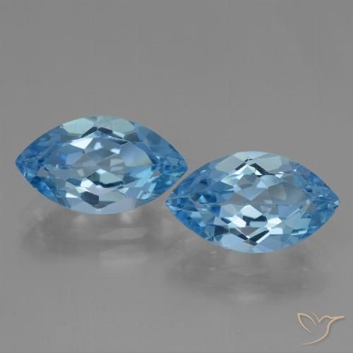 8.15 ct Loose Sky Blue Topaz, 13.8 x 8.1 mm Marquise Cut From Brazil, Photo A