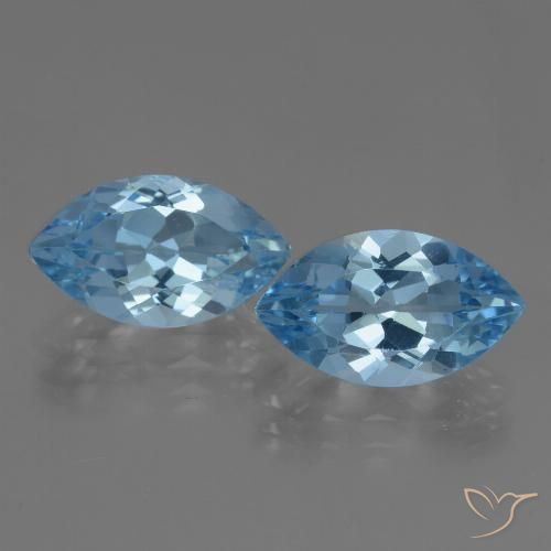 8.22 ct Loose Swiss Blue Topaz, 13.9 x 8.1 mm Marquise Cut From Brazil, Photo A
