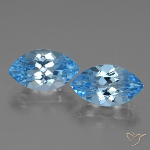 8.55 ctw Blue Topaz Gemstones, Topaz Gems in Marquise Facet Shape for Sale.