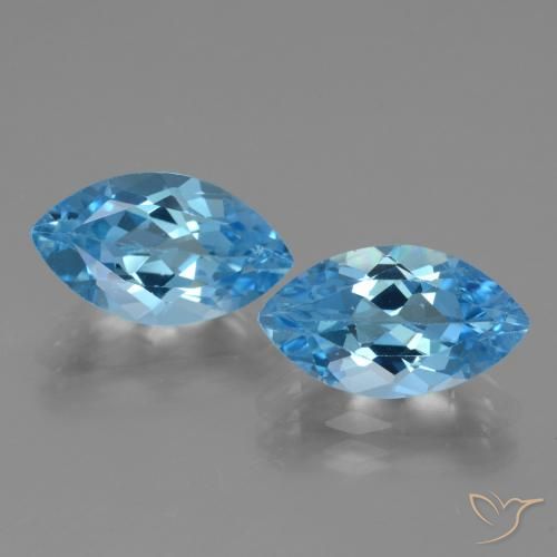 8.16 ct Swiss Blue Topaz, 14 x 7.9 mm Marquise Cut From Brazil, Photo A