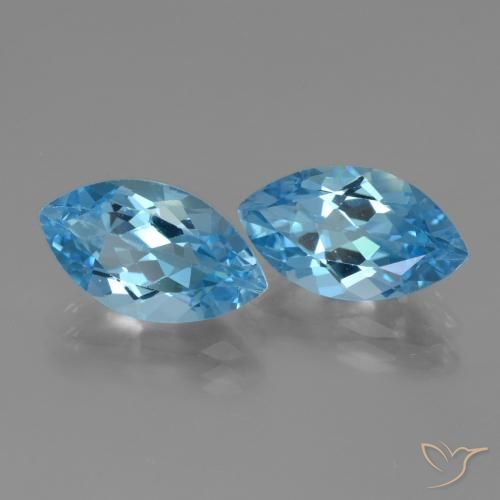 8.16 ctw Blue Topaz Stones, Natural Topaz in Marquise Facet Shape for Sale