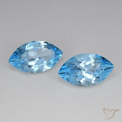 8.12 ctw Blue Topaz Stones, Natural Topaz in Marquise Facet Shape for Sale