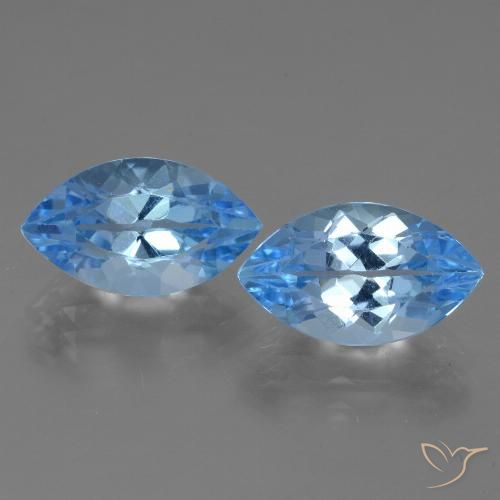 8.74 ct Swiss Blue Topaz, 14 x 8 mm Marquise Cut From Brazil, Photo A