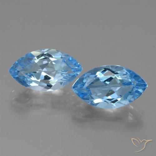 8.73 ct Swiss Blue Topaz, 13.8 x 8.1 mm Marquise Cut From Brazil, Photo A