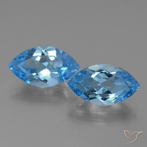 8.09 ct Swiss Blue Topaz, 14 x 8.1 mm Marquise Cut From Brazil, Photo A