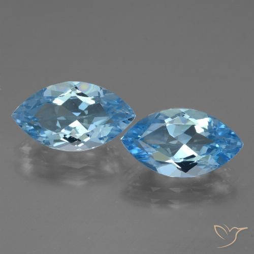 8.11 ct Sky Blue Topaz, 13.9 x 7.9 mm Marquise Cut From Brazil, Photo A