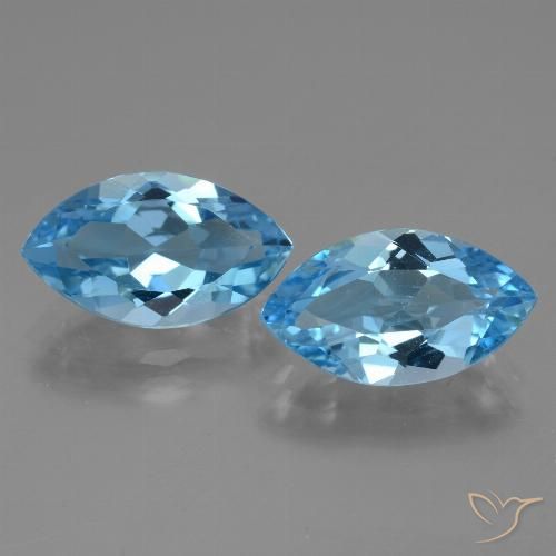 8.22 ct Loose Swiss Blue Topaz, 14.2 x 8.2 mm Marquise Cut From Brazil, Photo A